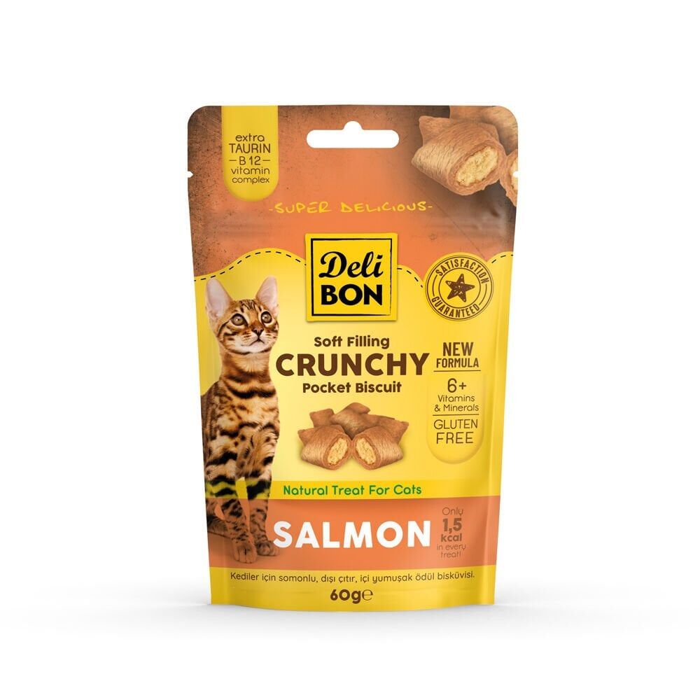 Delibon Crunchy Bisküvi Kedi Ödül Maması 60 g Somonlu