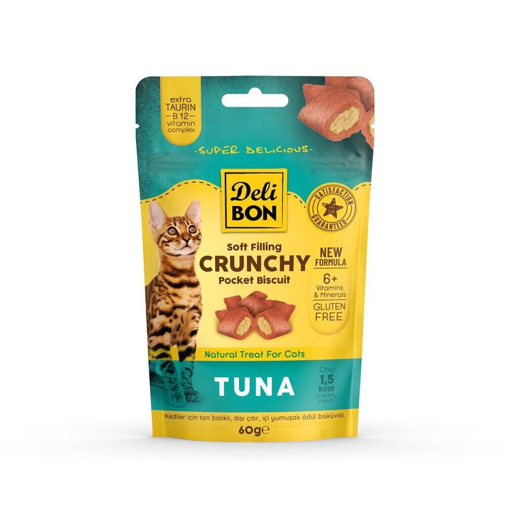 Delibon Crunchy Bisküvi Kedi Ödül Maması 60 g Ton Balıklı