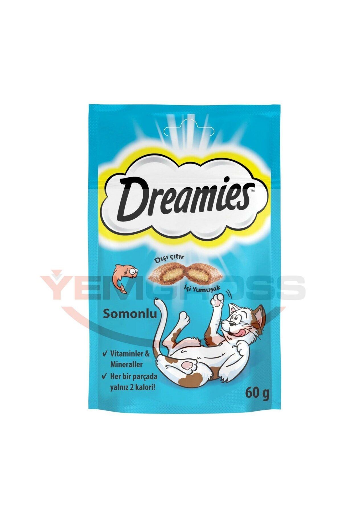 Dreamies İç Dolgulu Kedi Ödül Bisküvisi 60 g Somonlu