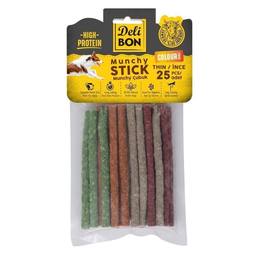 Delibon Munchy Stick Renkli Çubuk Köpek Ödül Maması İnce 25 Adet