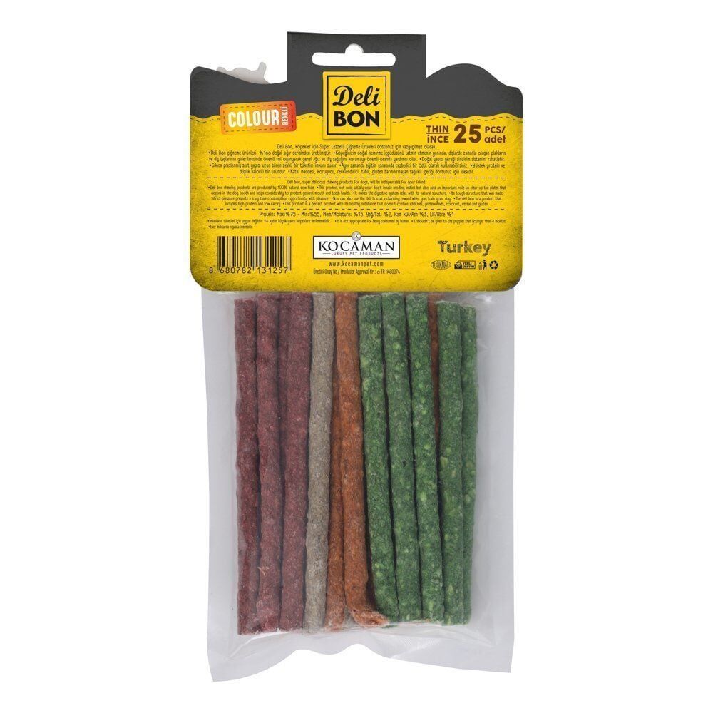 Delibon Munchy Stick Renkli Çubuk Köpek Ödül Maması İnce 25 Adet
