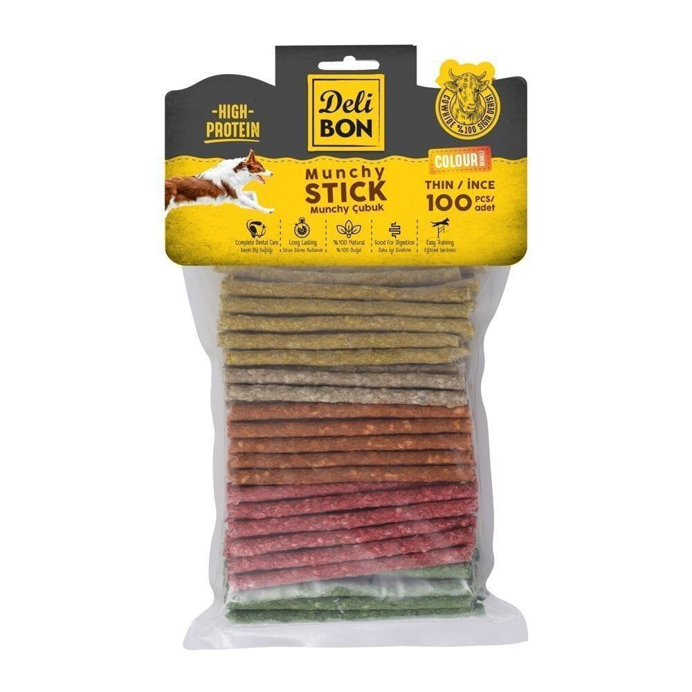 Delibon Munchy Stick Renkli Çubuk Köpek Ödül Maması İnce 100 Adet