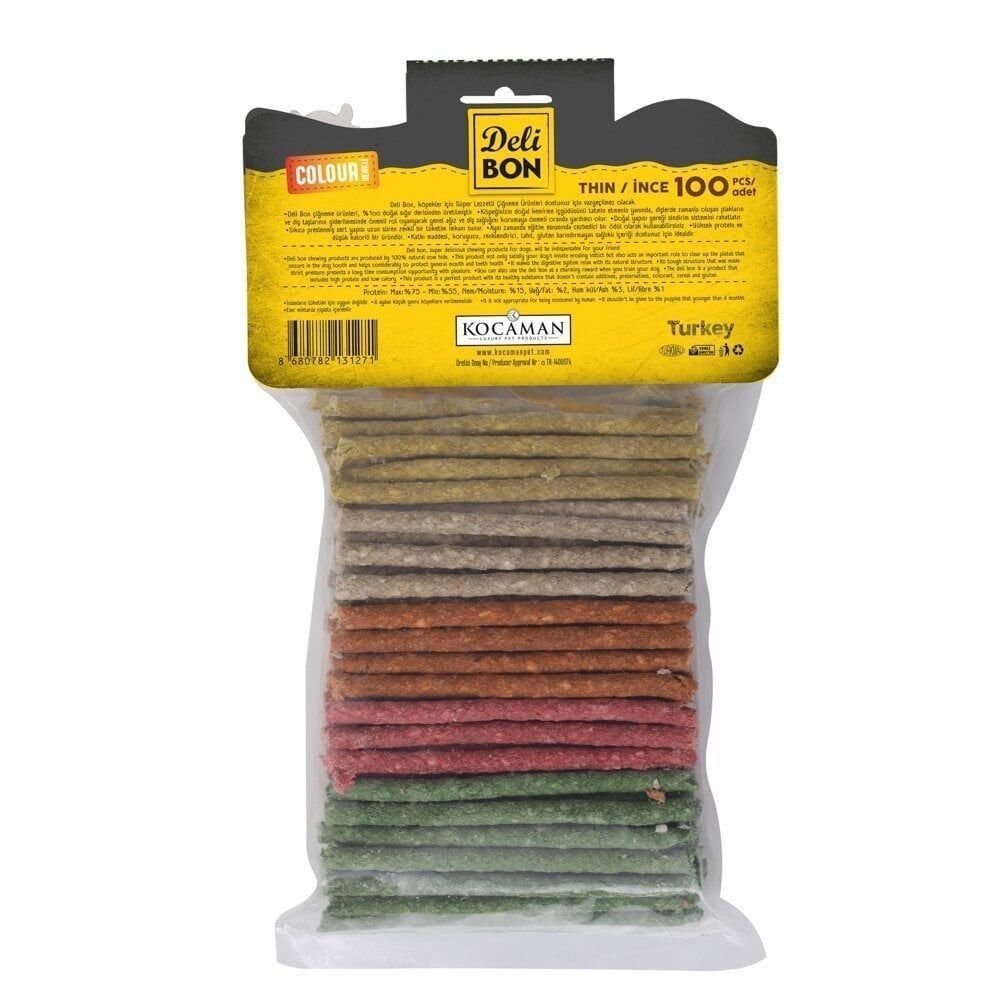 Delibon Munchy Stick Renkli Çubuk Köpek Ödül Maması İnce 100 Adet
