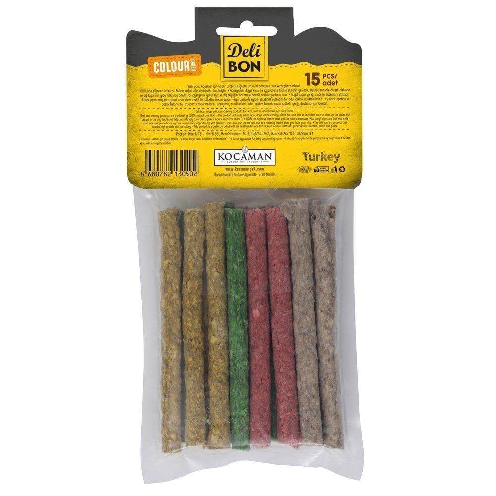 Delibon Munchy Stick Renkli Çubuk Köpek Ödül Maması Kalın 15 Adet