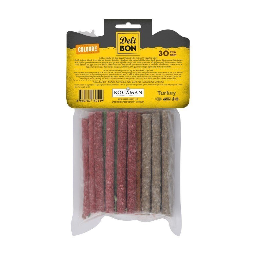 Delibon Munchy Stick Renkli Çubuk Köpek Ödül Maması Kalın 30 Adet