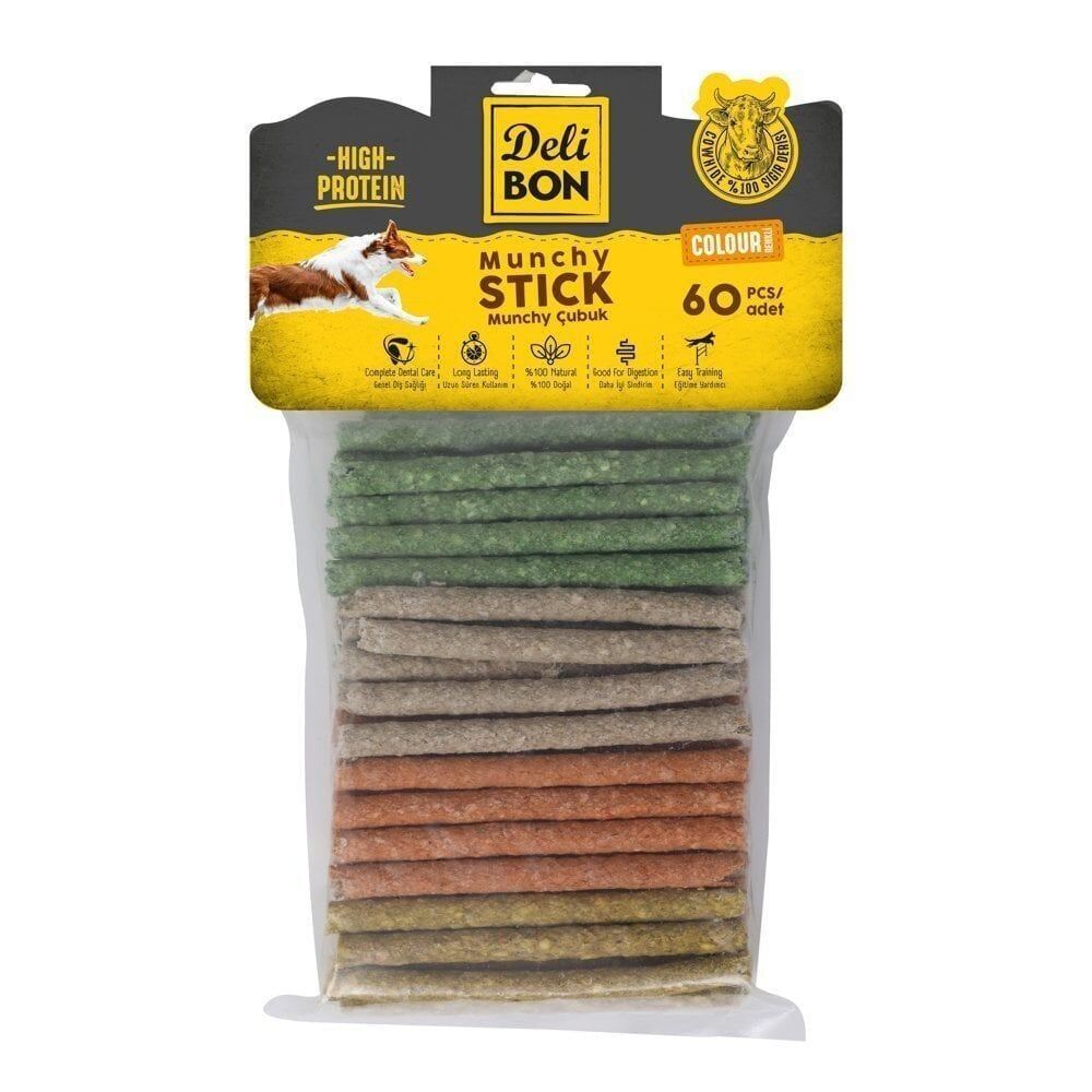 Delibon Munchy Stick Renkli Çubuk Köpek Ödül Maması Kalın 60 Adet