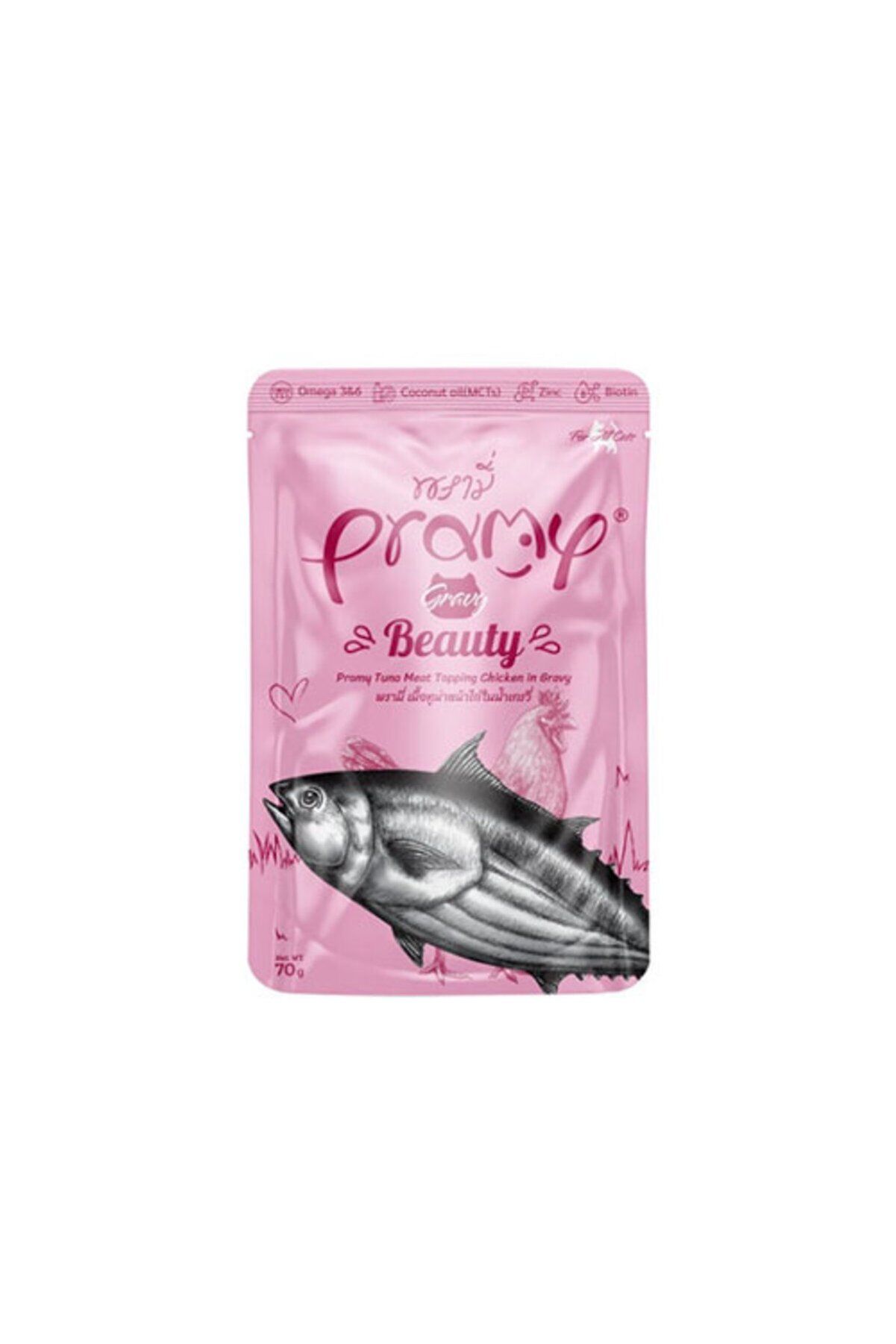Pramy Fonksiyonel Sos İçinde Ton Balıklı Yaş Kedi Maması 70 g Ton Balığı & Tavuk
