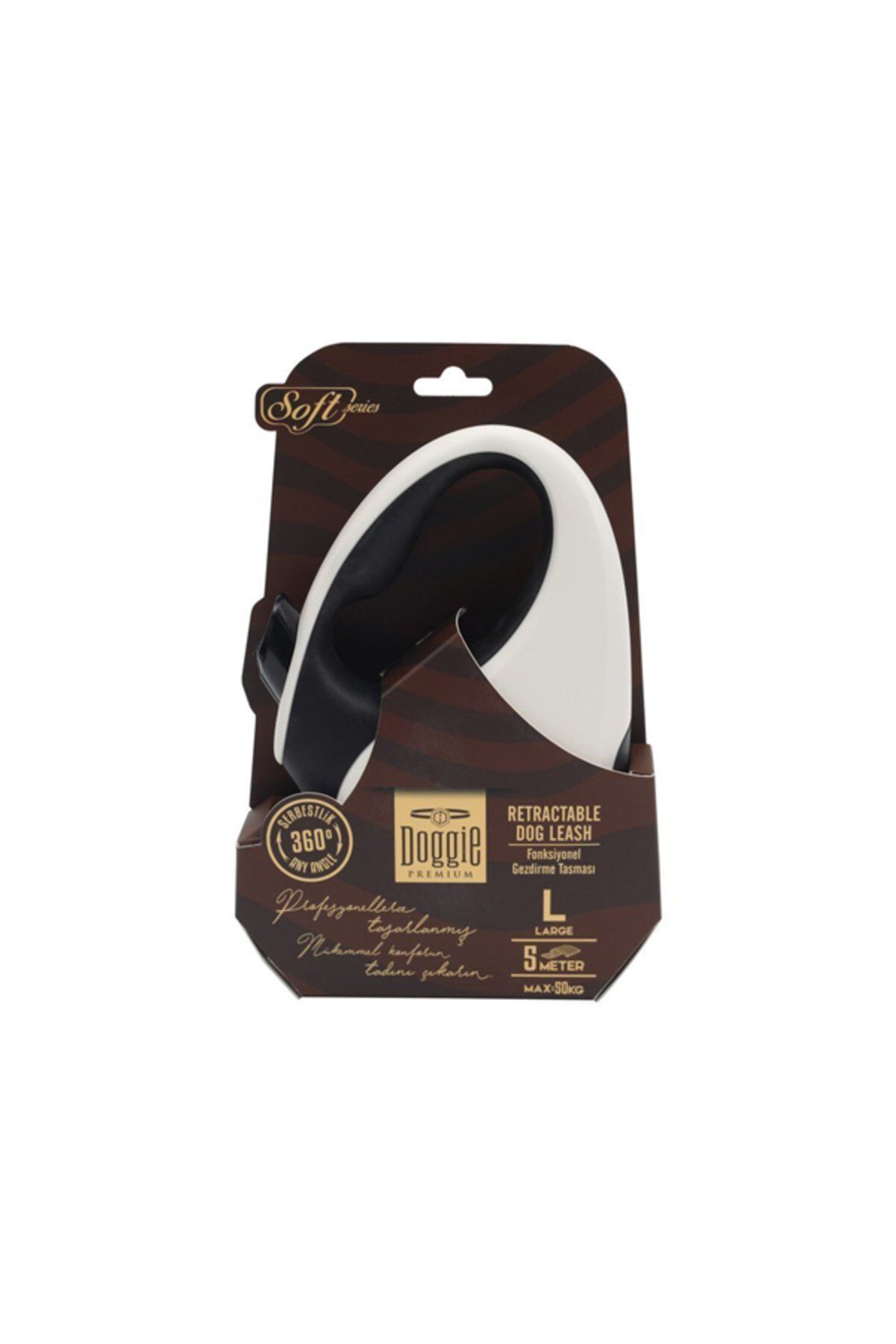 Doggie Soft Otomatik Makaralı Köpek Gezdirme Kayışı Beyaz - M 25 kg 5 m