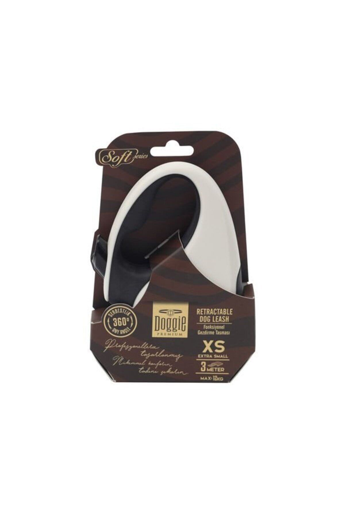 Doggie Soft Otomatik Makaralı Köpek Gezdirme Kayışı Beyaz - XS 12 kg 3 m