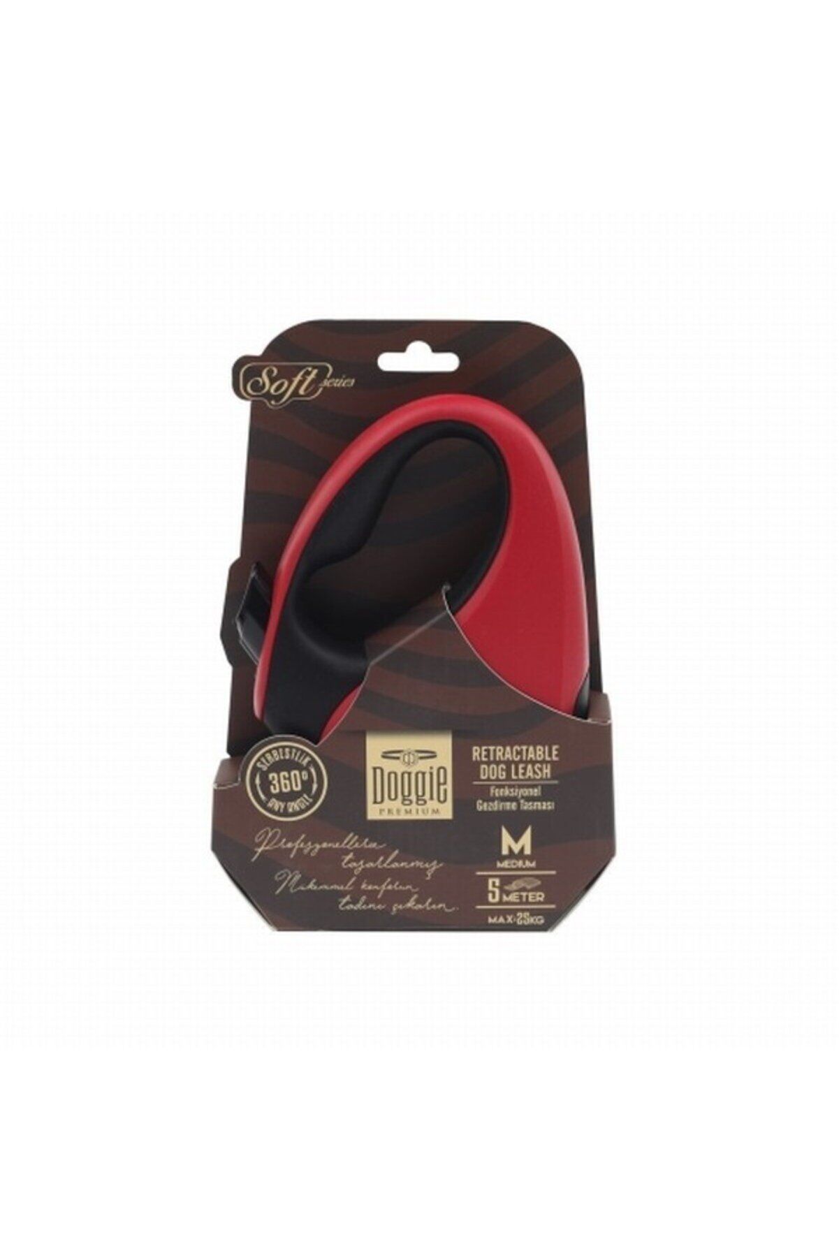 Doggie Soft Otomatik Makaralı Köpek Gezdirme Kayışı Kırmızı - M 25 kg 5 m
