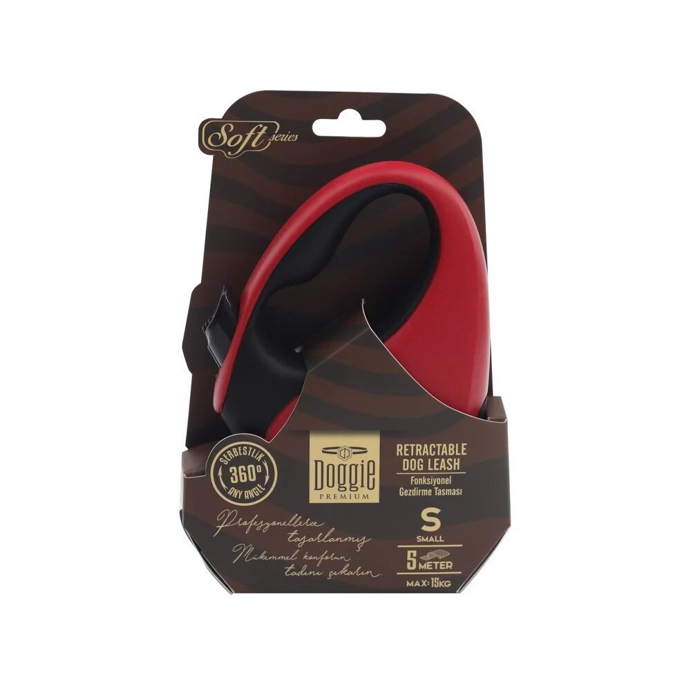 Doggie Soft Otomatik Makaralı Köpek Gezdirme Kayışı Kırmızı - S 15 kg 5 m
