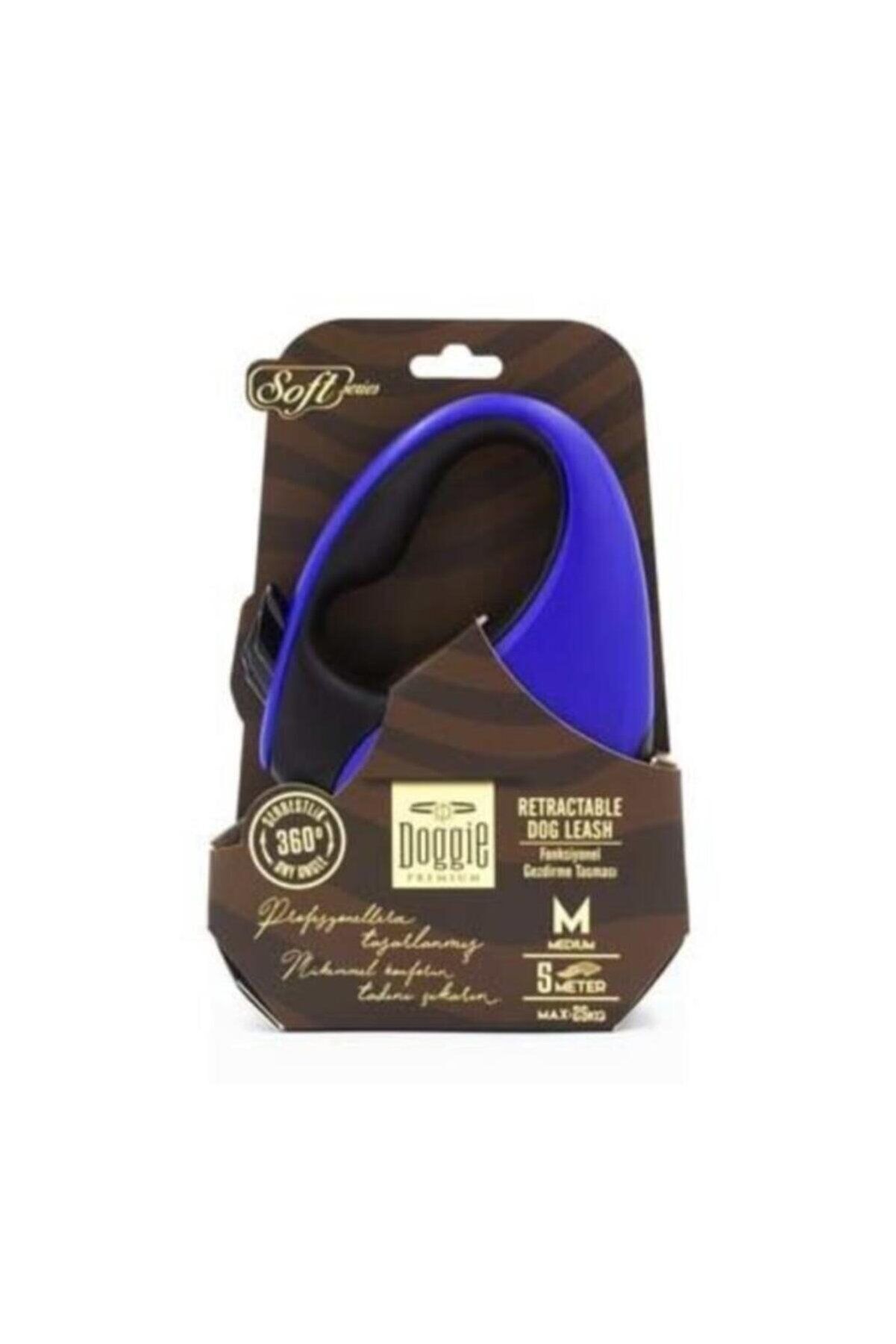 Doggie Soft Otomatik Makaralı Köpek Gezdirme Kayışı Koyu Mavi - M 25 kg 5 m