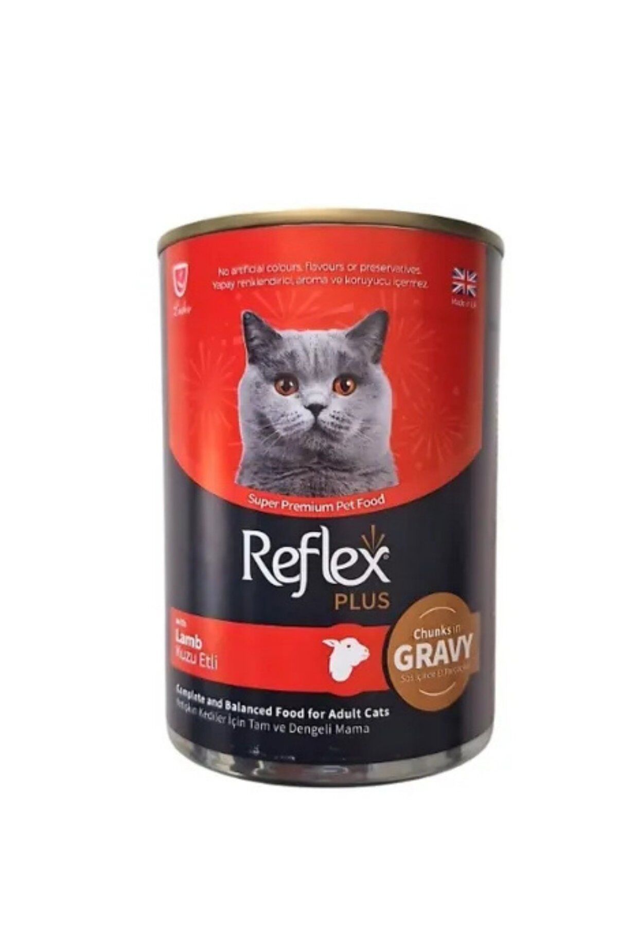 Reflex Plus Et Parçacıklı Yetişkin Kedi Konservesi 400 g Kuzu Etli - Jöle İçinde