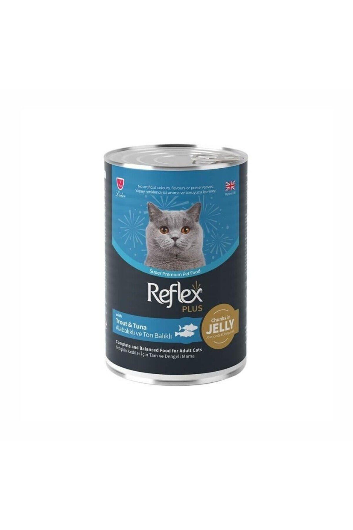 Reflex Plus Et Parçacıklı Yetişkin Kedi Konservesi 400 g Alabalıklı ve Ton Balıklı - Jöle İçinde