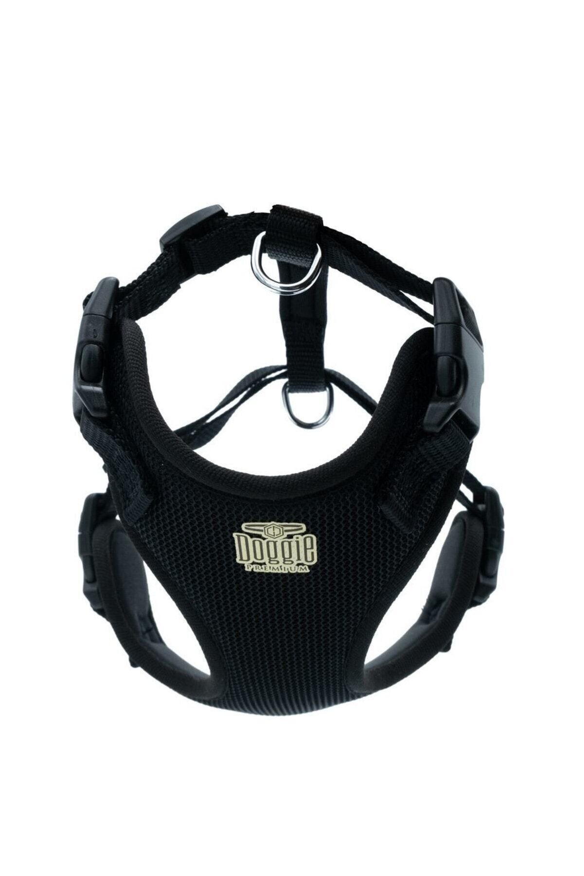 Doggie Yumuşak Dolgulu Köpek Göğüs Tasması Siyah - M 45-55 cm