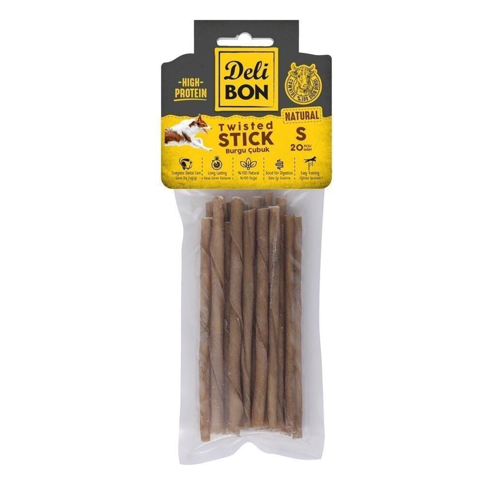 Delibon Twisted Stick Burgu Çubuk Köpek Ödül Maması İnce 20 Adet Naturel