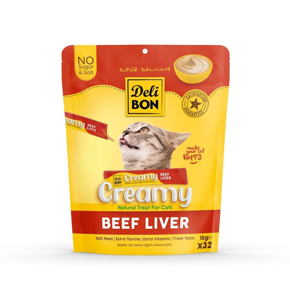 Delibon Krema Kedi Ödül Maması 15 g 32 Adet Dana Ciğerli