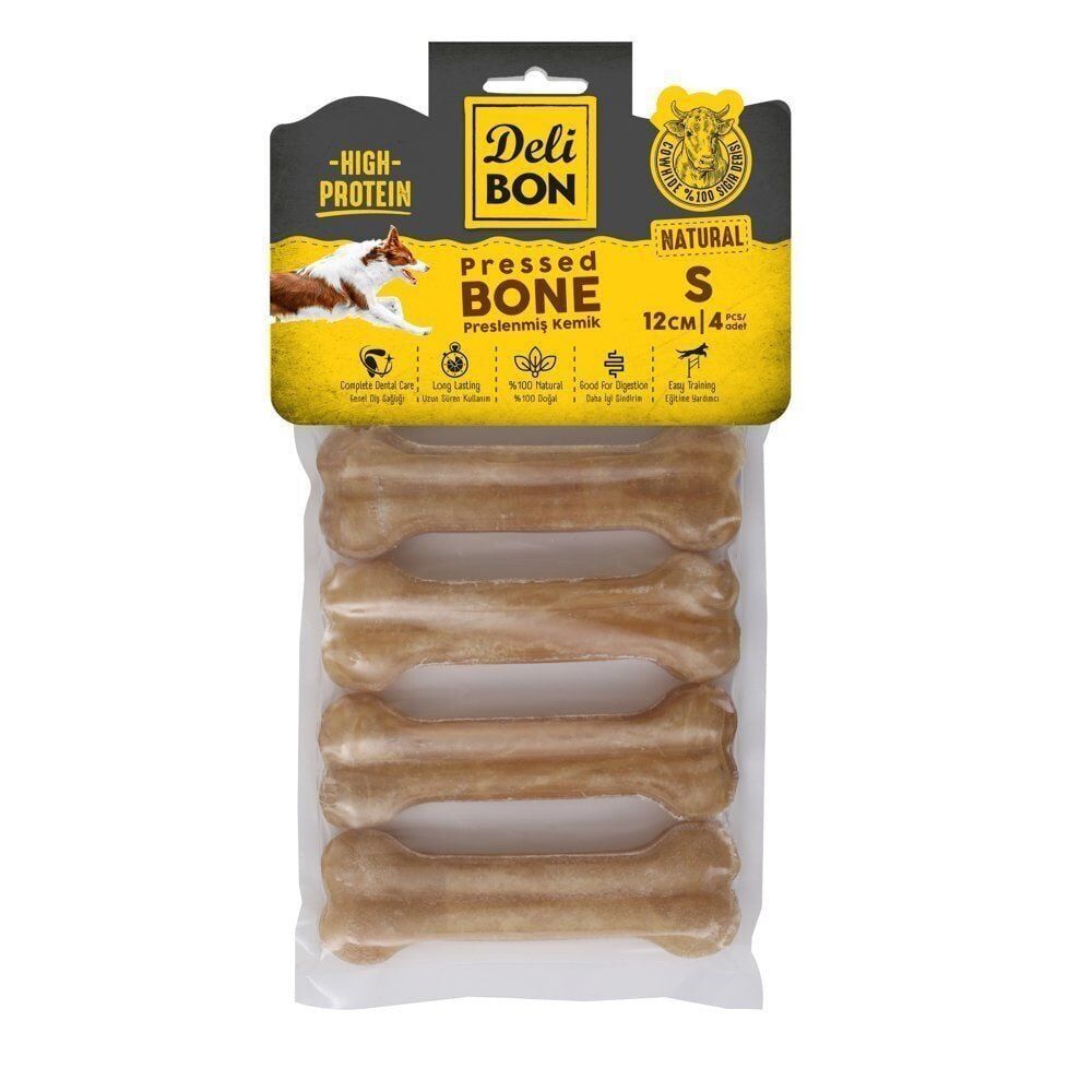 Delibon Preslenmiş Deri Kemik Köpek Ödül Maması 12 cm 4 Adet