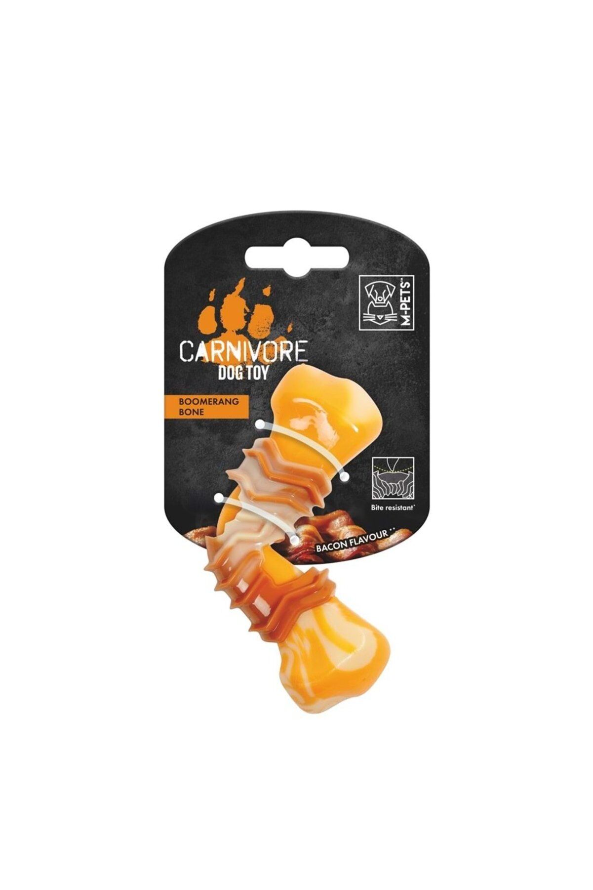 M-Pets Carnivore Boomerang Bone Pastırma Kokulu Köpek Oyuncağı S - 12,5 cm (Sarı)