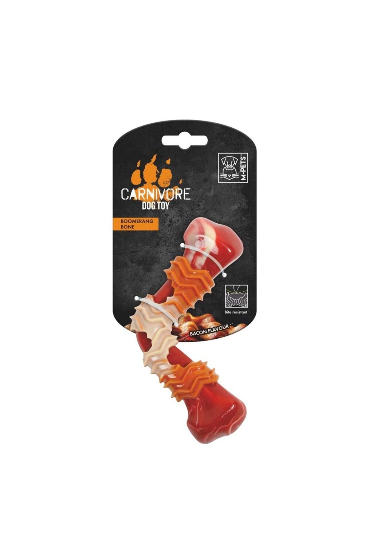 M-Pets Carnivore Boomerang Bone Pastırma Kokulu Köpek Oyuncağı L - 17,8 cm (Kırmızı)