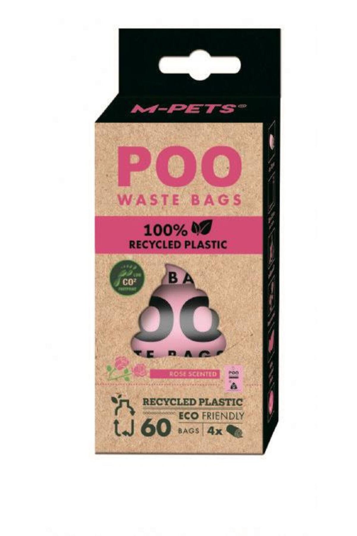 M-Pets Poo %100 Geri Dönüştürülmüş Köpek Dışkı Poşeti 4x15 Yaprak Gül