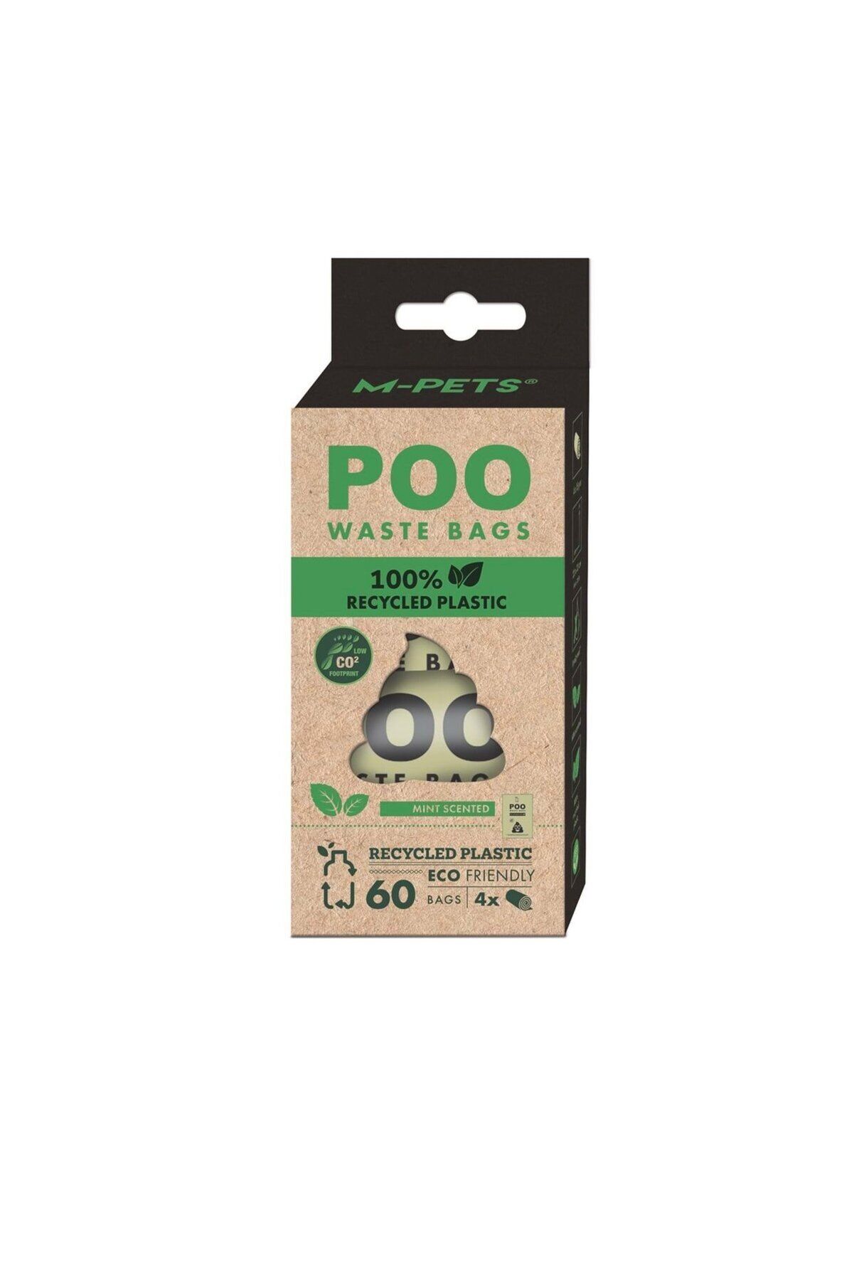 M-Pets Poo %100 Geri Dönüştürülmüş Köpek Dışkı Poşeti 4x15 Yaprak Nane