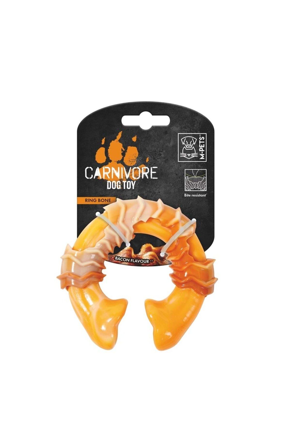 M-Pets Carnivore Ring Bone Pastırma Kokulu Köpek Oyuncağı S - 10,8 cm (Sarı)