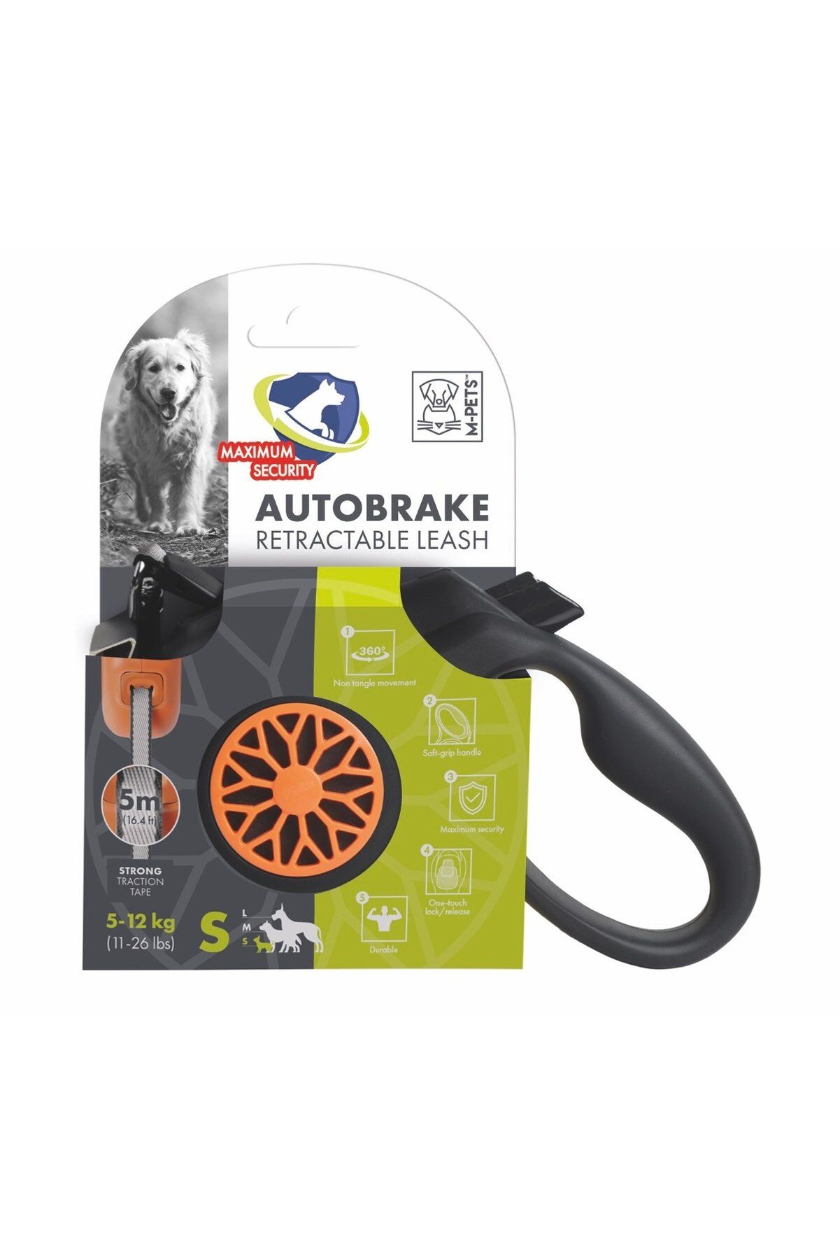 M-Pets Autobrake Otomatik Köpek Gezdirme Kayışı 5 m S