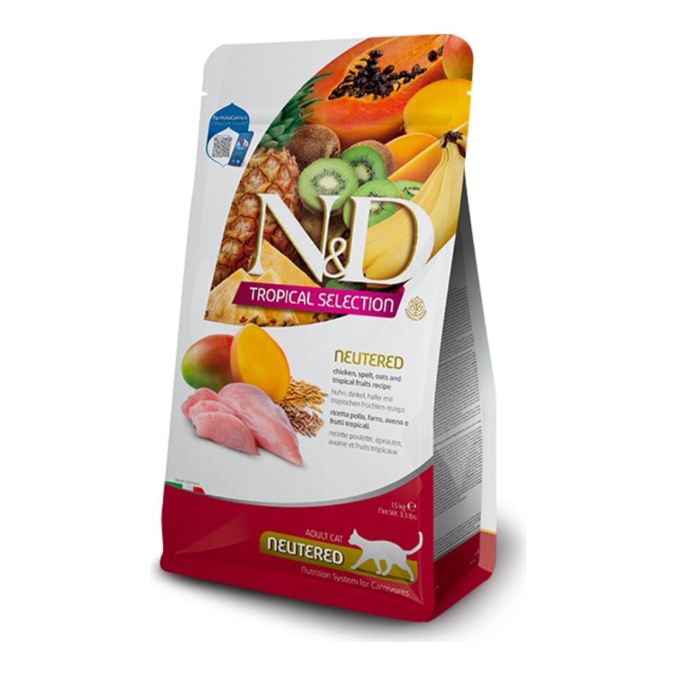 N&D Tropical Selection Tavuklu Kısırlaştırılmış Kedi Maması 5 kg (4+1) ambalajı
