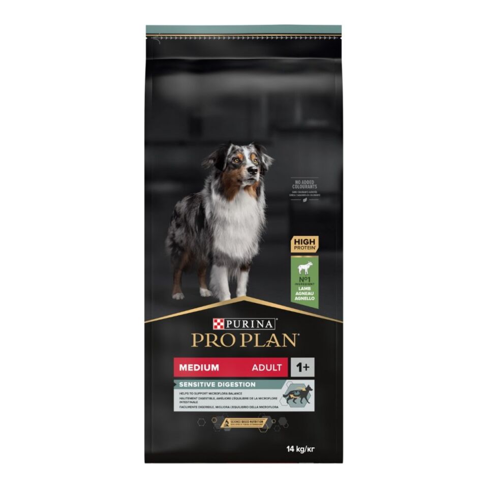 Pro Plan Medium Sensitive Digestion Kuzulu Yetişkin Köpek Maması 14 kg ambalajı