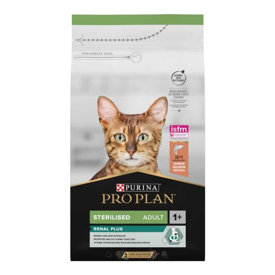 Pro Plan Sterilised Renal Plus Somonlu Kısırlaştırılmış Kedi Maması 1,5 kg ambalajı