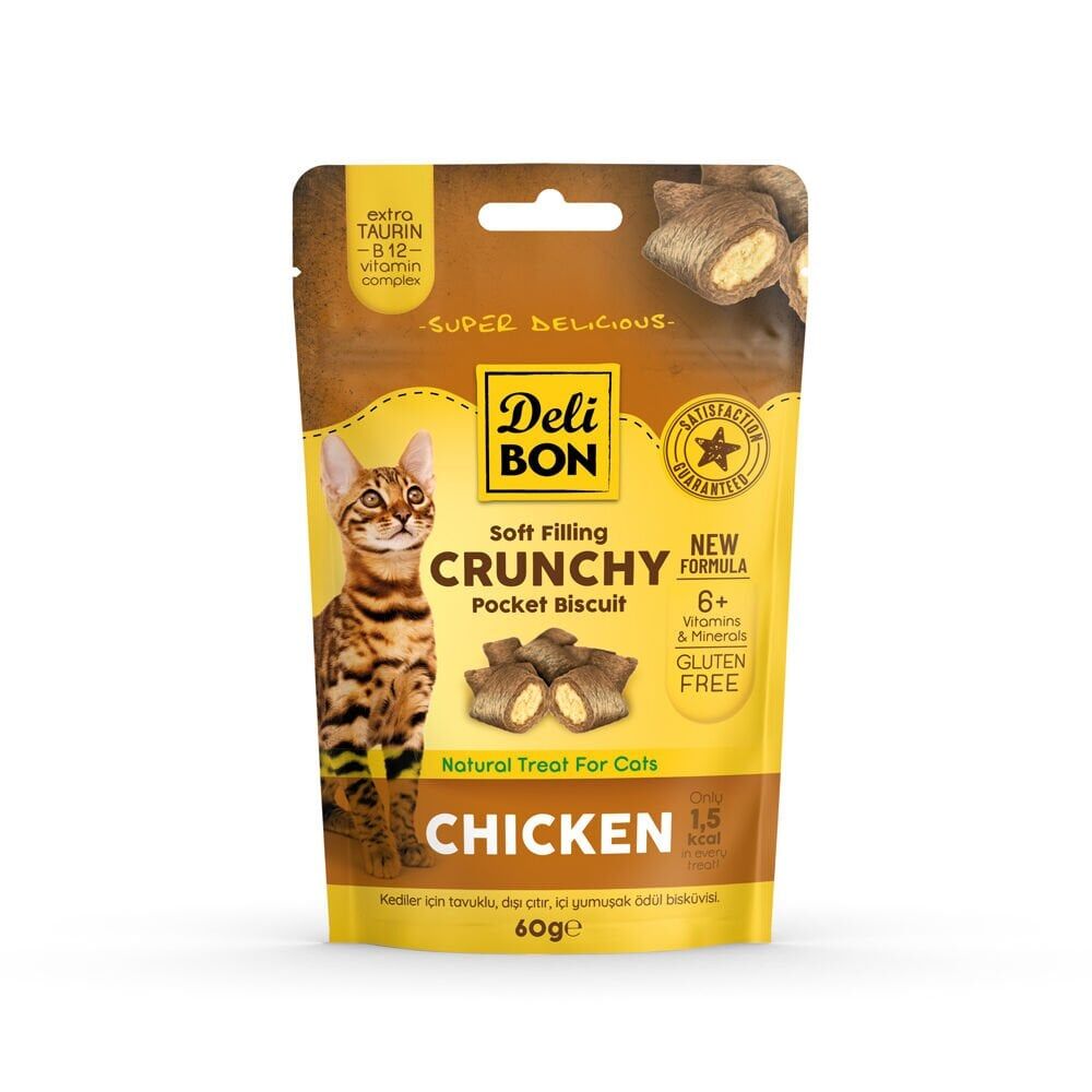 Delibon Crunchy Bisküvi Kedi Ödül Maması 60 g Tavuklu