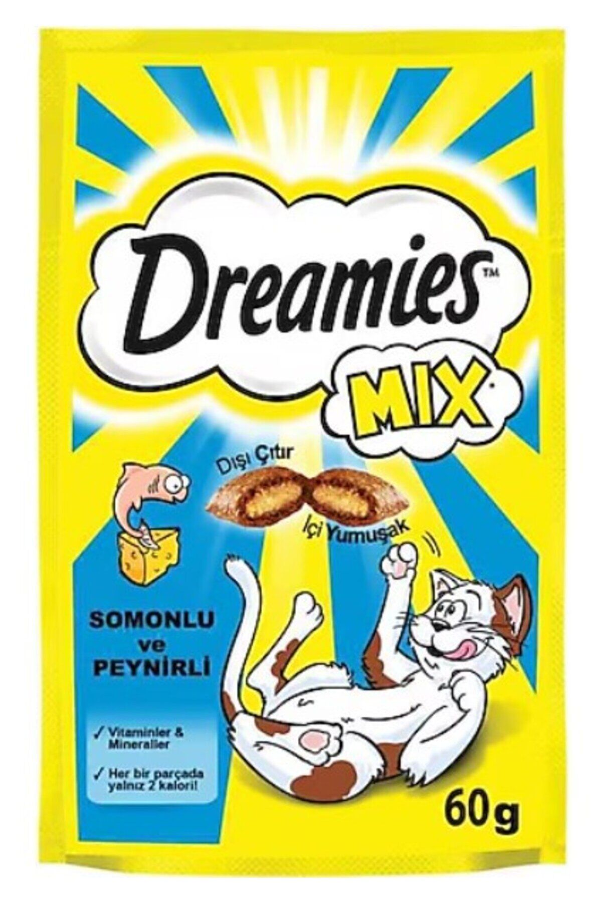 Dreamies İç Dolgulu Kedi Ödül Bisküvisi 60 g Somon & Peynir Mix
