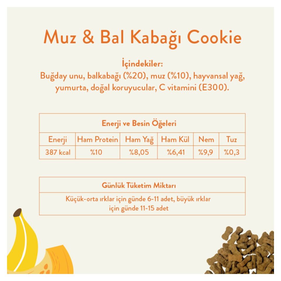 Kito Cookie Sebze ve Meyveli Köpek Ödül Kurabiyesi 150 g Muz & Balkabağı ürün detay görseli 3