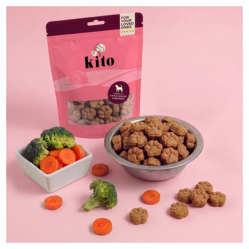 Kito Cookie Sebze ve Meyveli Köpek Ödül Kurabiyesi 150 g Brokoli & Havuç & Elma ürün detay görseli 4