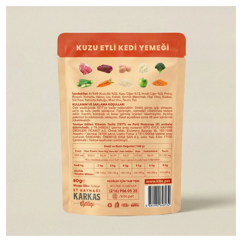 Kito Fresh Taze İçerikli Yaş Kedi Yemeği 80 g Kuzu Etli ürün detay görseli 2