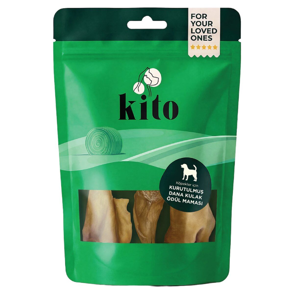 Kito Kurutulmuş Doğal Çiğnemelik Köpek Ödül Maması 100 g Dana Kulak ürün görseli