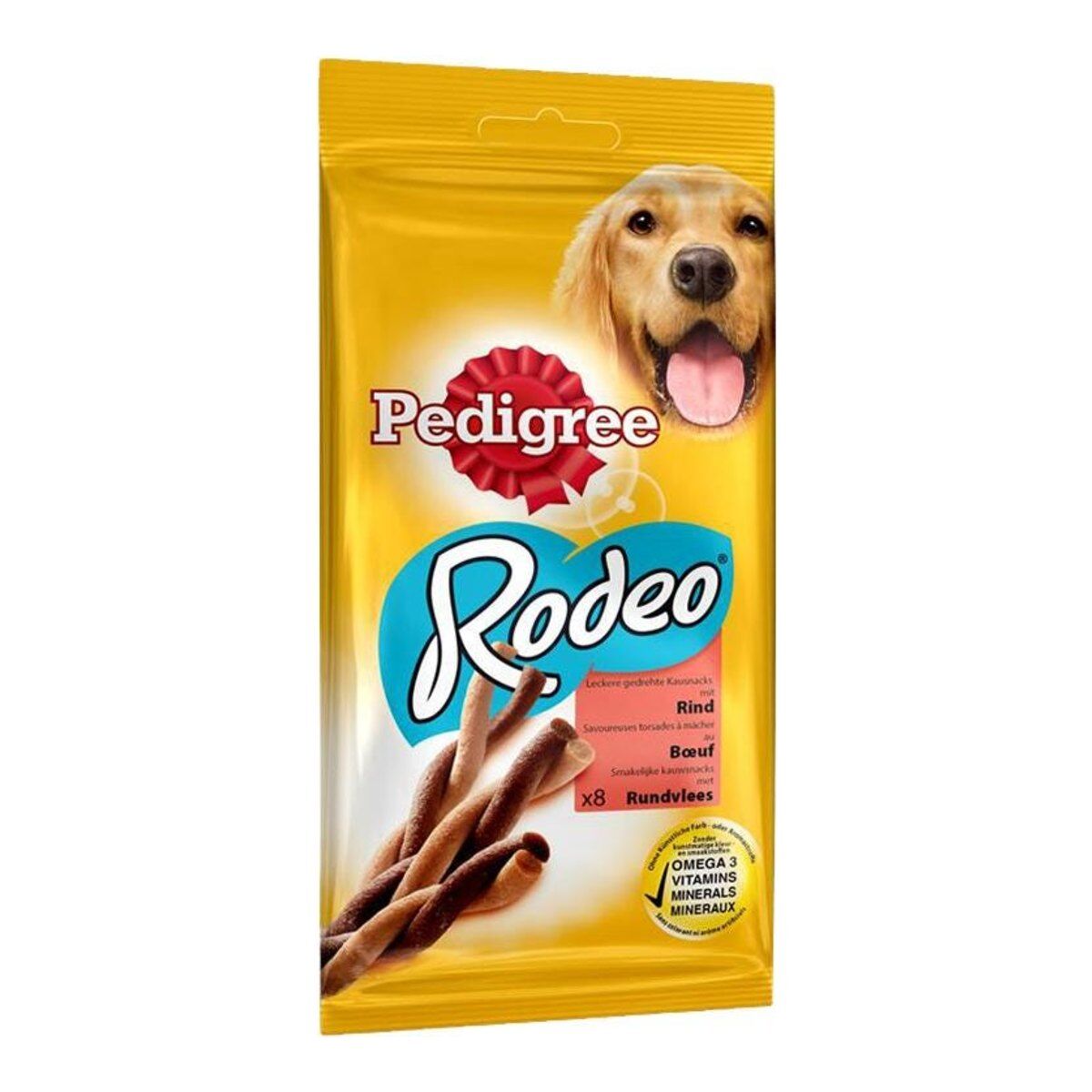 Pedigree Rodeo Sığır Etli Köpek Ödül Çubuğu 4'lü (70 g) ambalajı