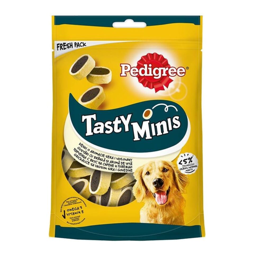 Pedigree Tasty Minis Sığır Etli ve Peynirli Köpek Ödül Maması 140 g ambalajı