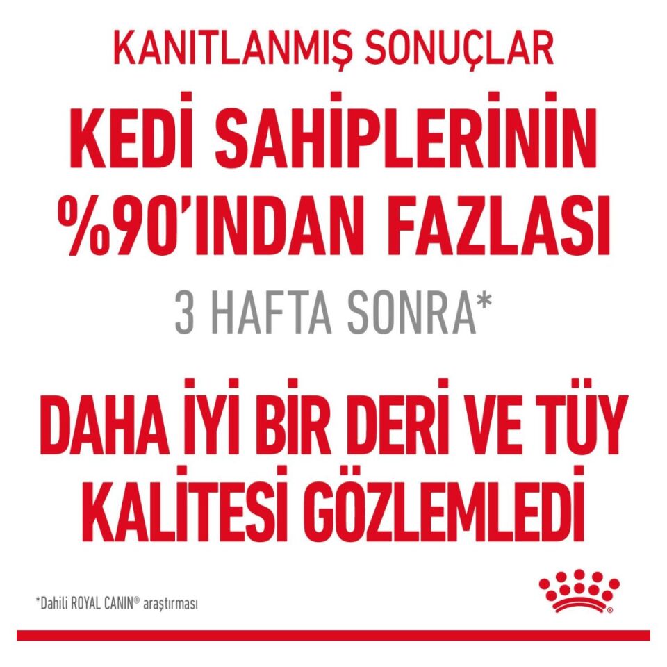 Royal Canin Hair & Skin Care Yetişkin Kedi Yaş Maması 85 g Jöle İçinde kanıtlanmış sonuçları