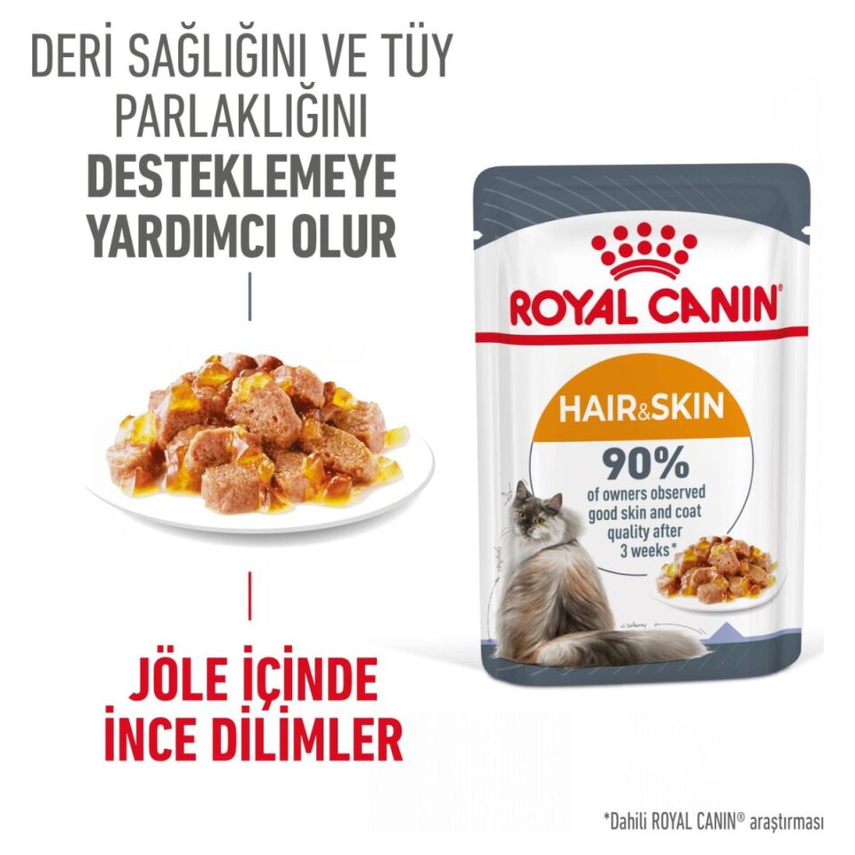 Royal Canin Hair & Skin Care Yetişkin Kedi Yaş Maması 85 g Jöle İçinde öne çıkan özellikleri