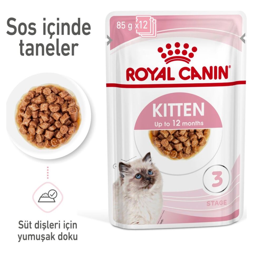 Royal Canin Kitten Yavru Kedi Yaş Maması 85 g Sos İçinde öne çıkan özellikleri