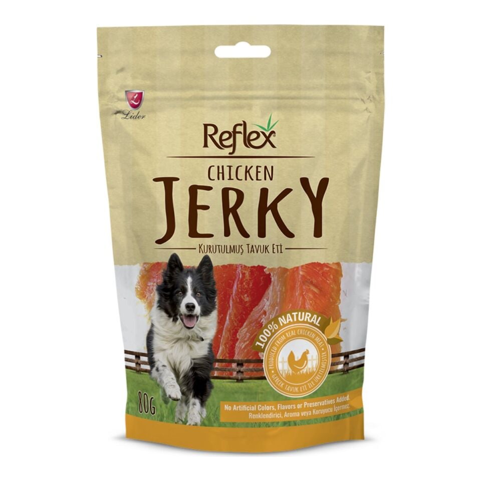 Reflex Kurutulmuş Tavuk Eti Köpek Ödül Maması 80 g ambalajı