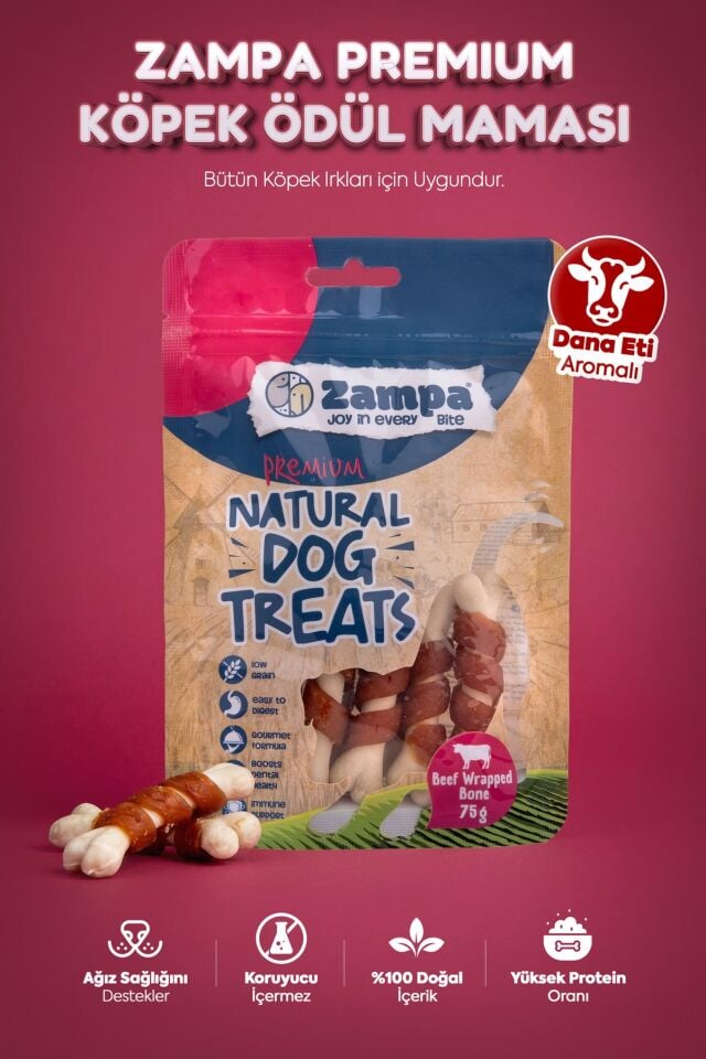 Zampa Dana Etle Sarılı Kemik Köpek Ödül Maması 75 g