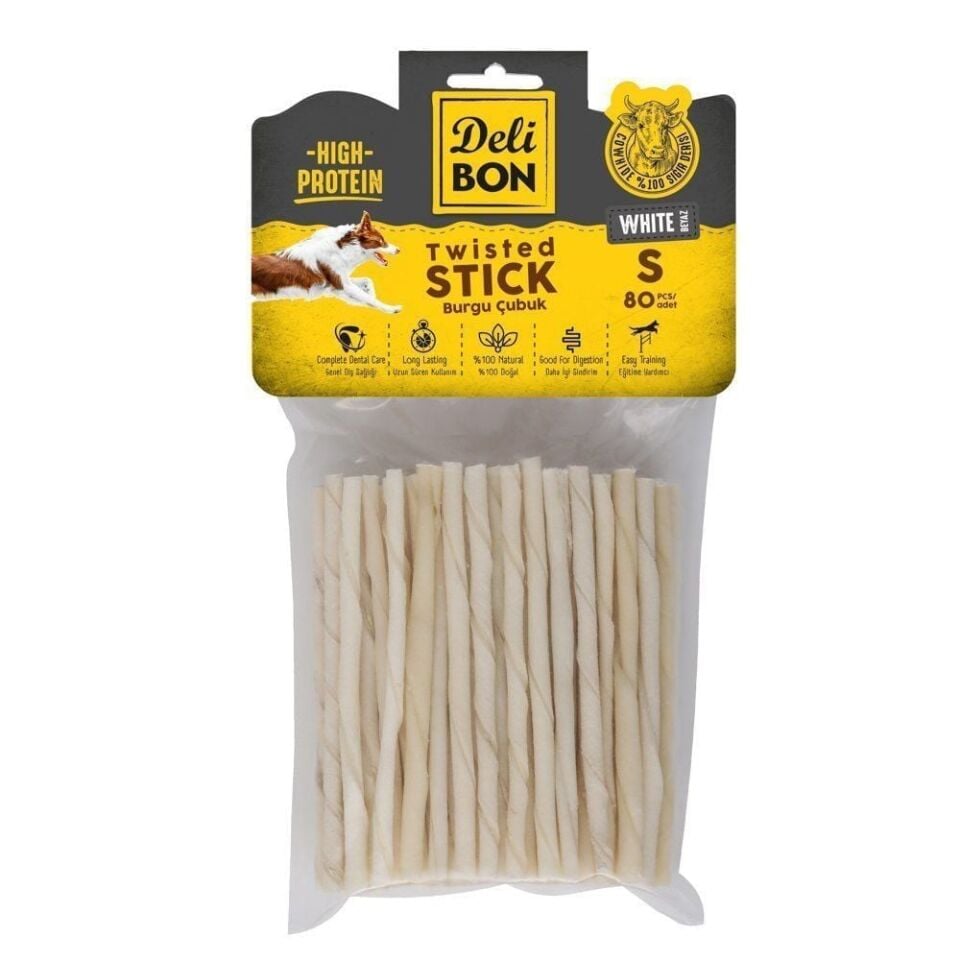 Delibon Twisted Stick Burgu Çubuk Köpek Ödül Maması İnce 80 Adet
