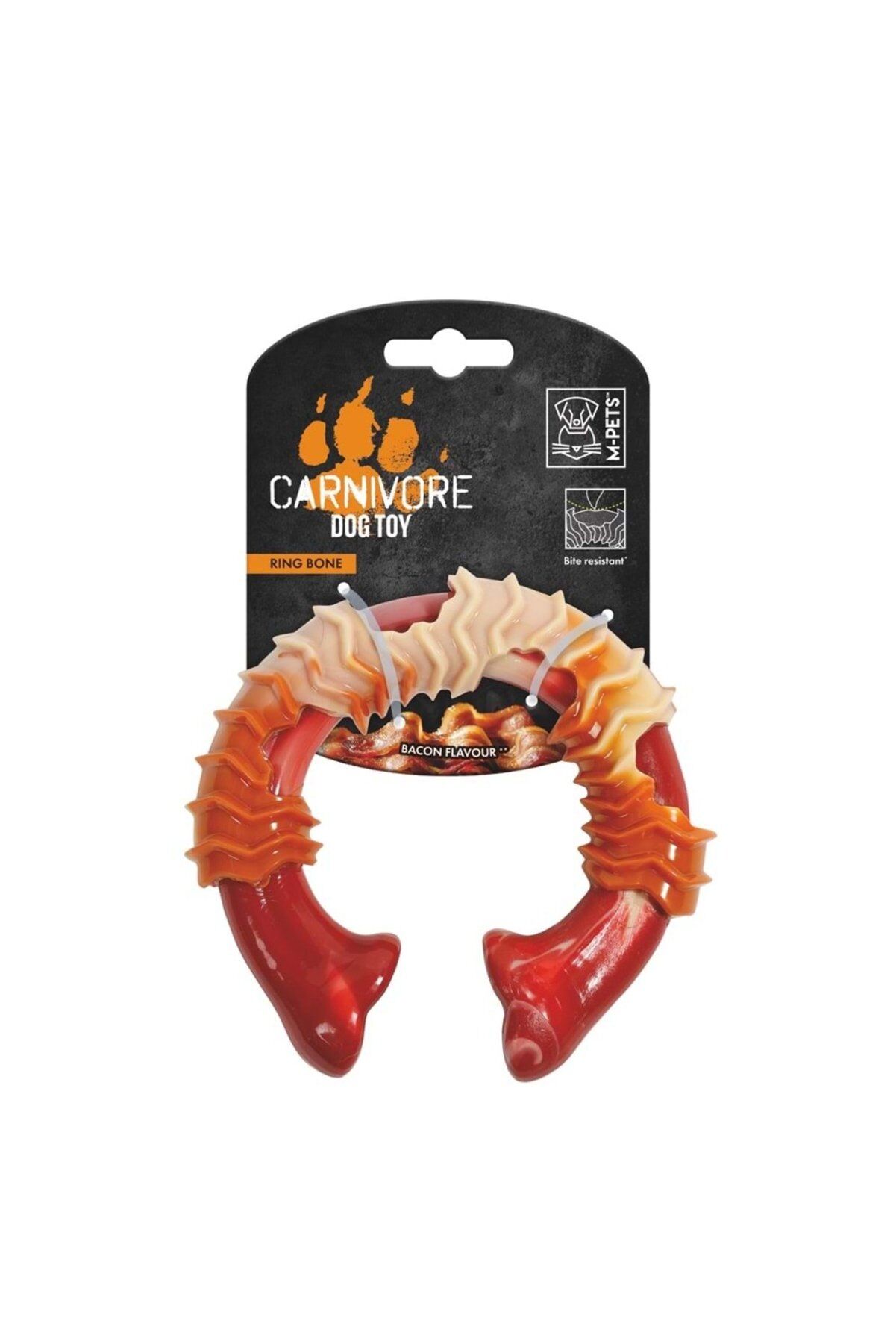 M-Pets Carnivore Ring Bone Pastırma Kokulu Köpek Oyuncağı L - 14 cm (Kırmızı)